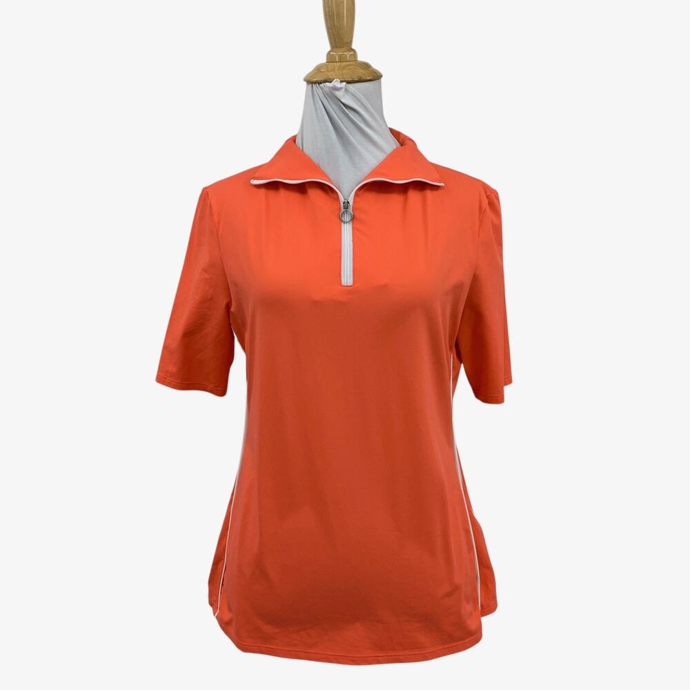 Kinona Polo Shirt Womens S Small Nectarine 1/4 Zip Short Sleeve Performance Golf